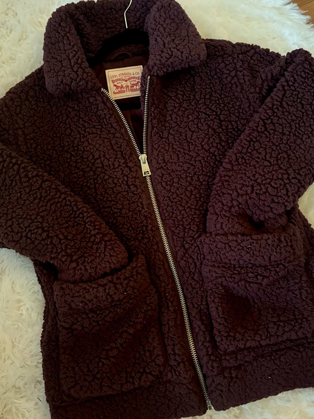 Levi's Women’s Sherpa Zip Jacket - Dark Plum